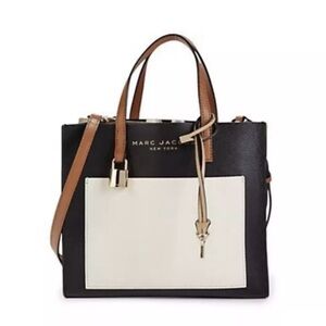 NEW Marc Jacobs Grind Bag Mini Tote Crossbody Smoked Almond Colorblock Leather